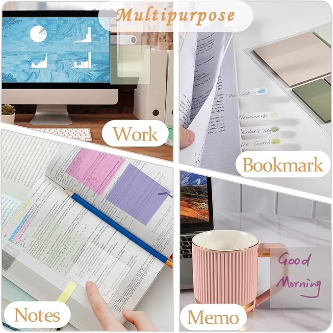 BAYTORY 700 Sheets Transparent Sticky Notes, Self-Adhesive Translucent Writable - Image 7