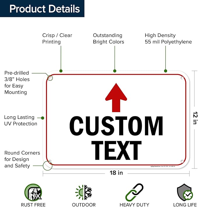 Custom Arrow, Custom Directional Sign, Up Arrow, 12x18 Inches, 55 mil thick - Image 6