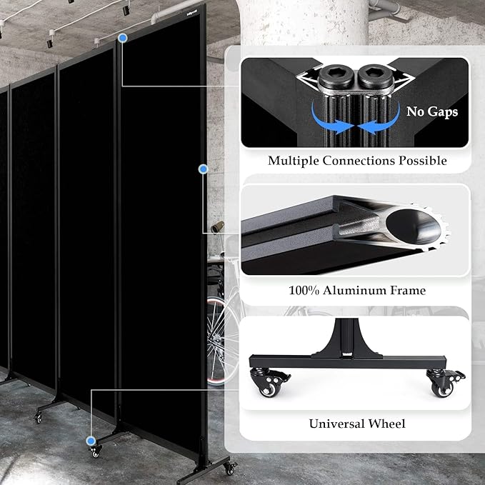 Upgrade Version Room Partition and Divider, Freestanding Rolling Dividers - Image 3