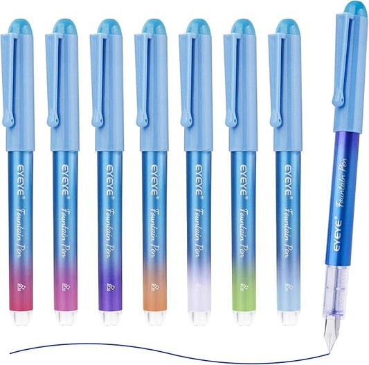 EYEYE Disposable Fountain Pens for Writing, Medium Point Stainless Steel Nib by eyeye