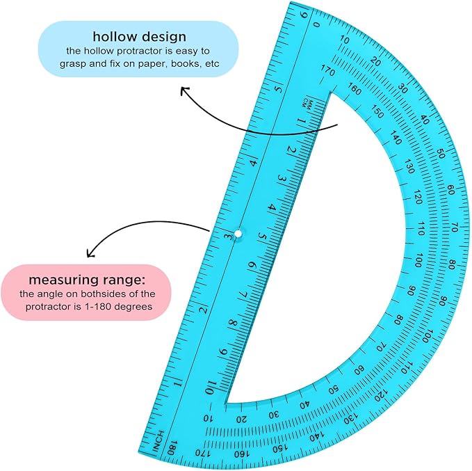 Zonon 12 Pack 6 Inch Plastic Protractor Christian Charity Donation 180 Degrees - Image 2