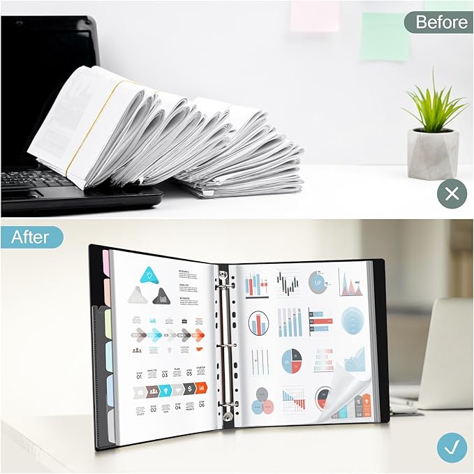 Uquelic 50-Pocket Binder with Plastic Sleeves, High-Capacity Document Organizer - Image 8