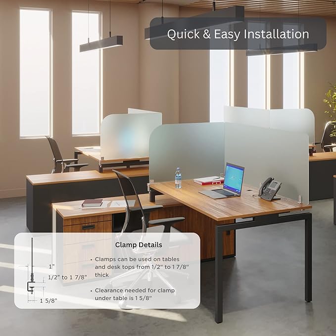 VaRoom Studio Wing Desktop Privacy Panel – Frosted Acrylic Clamp-on Desk - Image 3
