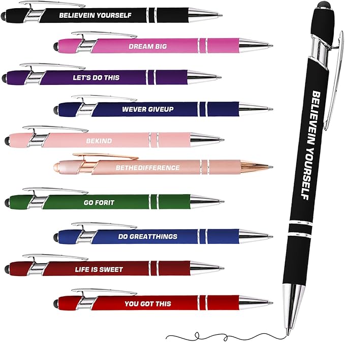 CRME 10pcs Funny Inspirational Pens Set Stylus Pens Design Smooth Writing - Image 2