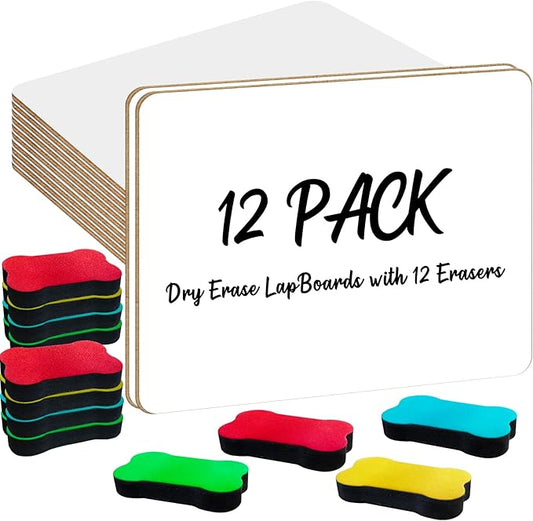 OSIMIG 12 Pack Small White Board Dry Erase, Mini Dry Erase Board 9" x12” by OSIMIG