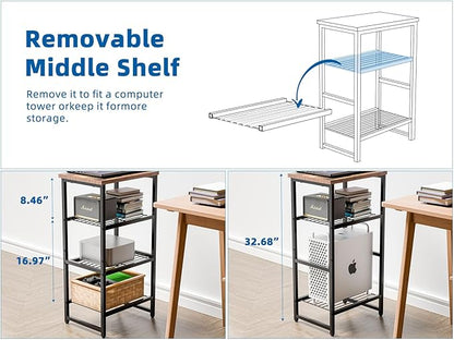 GEORIS 4 Tier Printer Stand, Spacious Floor Mount, Industrial, Printer Table - Image 3