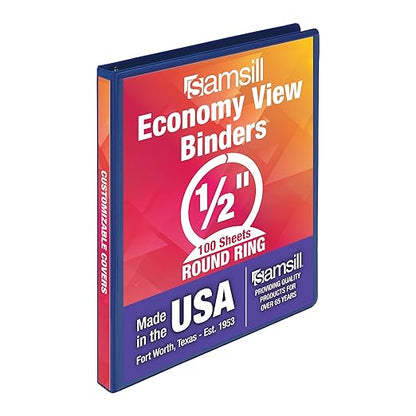 Samsill Economy 0.5 Inch 3 Ring Binder, Made in The USA, Round Ring Binder by Samsill