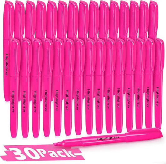 Duchong Highlighters, 30 Packs Pink Highlighter Bright Colors Bulk, Chisel Tip by Duchong