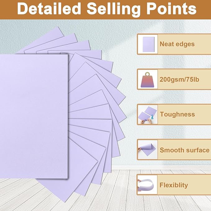 Silunkia 300 Sheets Purple Cardstock 8.5 x 11 Certificate Paper, 75lb Premium - Image 3