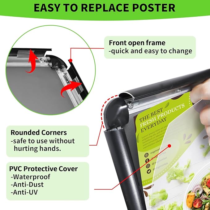 INNOVSIGN 2Packs Adjustable Pedestal Sign Holder Stand 11''x17'', Floor - Image 3