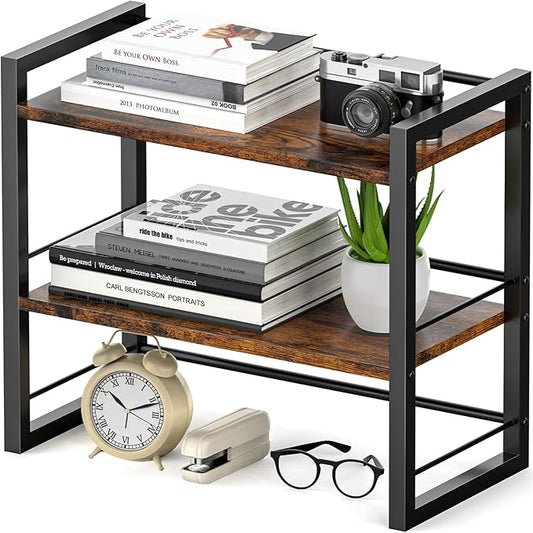 ART-GIFTREE Office Desk Shelf Organizer, Wood Desktop Bookshelf Supplies by ART-GIFTREE