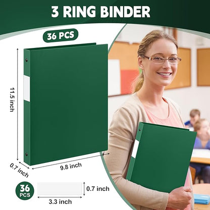 Henoyso 36 Pcs 3 Ring Binder 0.5 Inch Round Fits Letter Size 8.5'' x 11'' Paper - Image 2