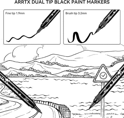 Arrtx Black Paint Pen 8 Pack Dual Tip, Stone and DIY Crafts - Image 6