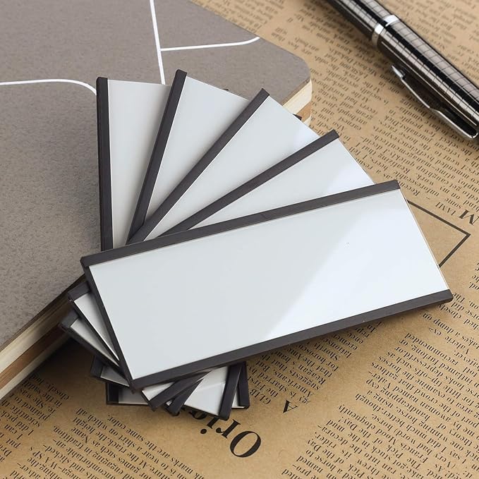 LLPT Magnetic Label Holder 5" x 3" 26 Packs C Channel White Paper Cards - Image 5
