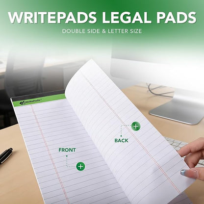 KAISA White Legal Pads Writing Pads Recycled Paper, 8.5"x14" Wide Ruled Lined - Image 4