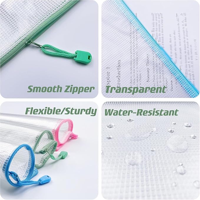 Oaimyy-4 * 6 inchs-18 Pcs-Plastic Mesh Zipper Pouch Document Folders Bag Zip - Image 4