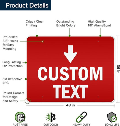 Custom Arrow, Custom Directional Sign, Down Arrow, 36x48 Inches, Reflective - Image 6