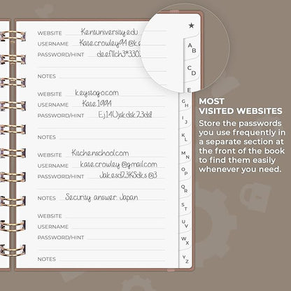 Clever Fox Password Book Spiral – Mini Internet Address & Password Organizer - Image 4