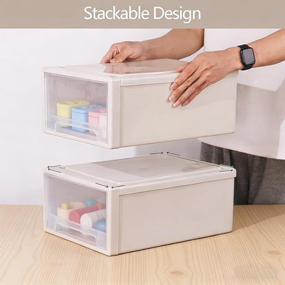 Buyitt 4-Pack 19 Quart Stacking Drawer, Stackable Modular Plastic Drawers - Image 5