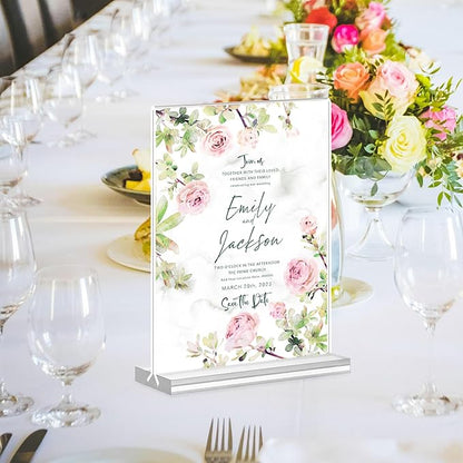 Acrylic Sign Holder 8.5x11, 10 Pack Clear Table Plastic Vertical Clear Double - Image 7