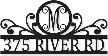 House Numbers for Outside With Custom Initial, Custom Metal House Numbers Sign by HYTSIGN