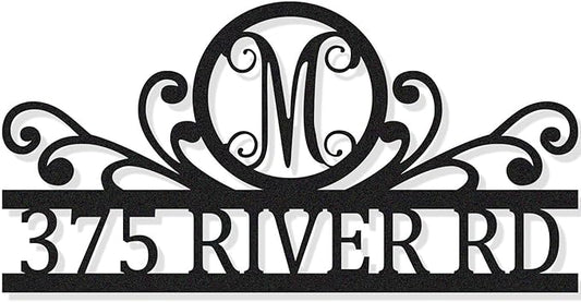 House Numbers for Outside With Custom Initial, Custom Metal House Numbers Sign by HYTSIGN