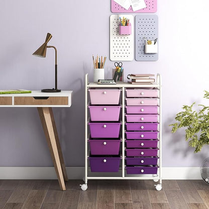 DORTALA 15-Drawer Rolling Storage Cart - Image 2
