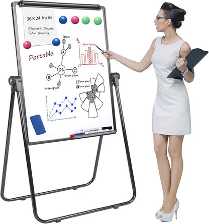 Dry Erase Board with Stand, Double Sided Magnetic Whiteboard, 24 x 36 Portable by SCOOL+KOKSRY