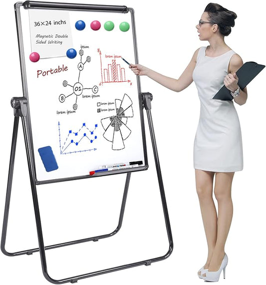 Dry Erase Board with Stand, Double Sided Magnetic Whiteboard, 24 x 36 Portable by SCOOL+KOKSRY