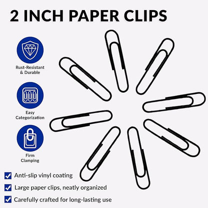 Large Paper Clips, 2 Inch Black Paper Clip - Image 4