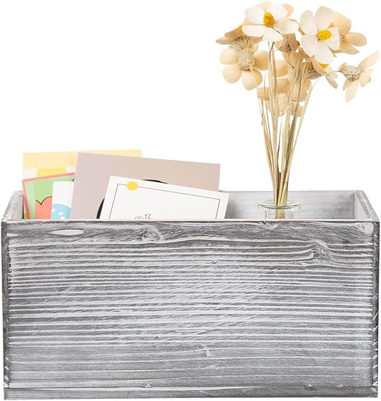 ExoLiry Rustic Gray Wood Mail Box Storage Holder File Organizer Tabletop Wooden by EXOLIRY
