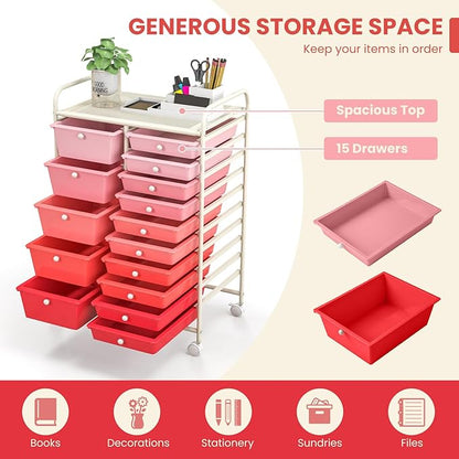 GOFLAME 15-Drawer Rolling Storage Cart, Craft Storage Cart - Image 4
