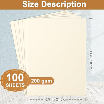 Silunkia 100 Sheets Cream Cardstock 8.5 x 11 Ivory Paper, 200gsm/75lb Off White - Image 2