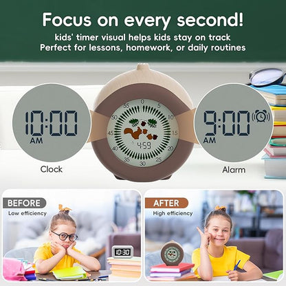 Visual Timer for Kids, 299-Minute Cute Kids Squirrel Timer, ADHD Autism Toddler - Image 3