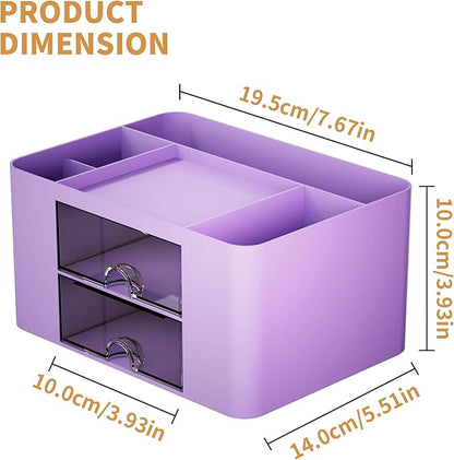Marbrasse Pen Organizer with 2 Drawer, Desk Organizers and Accessories with 5 - Image 4