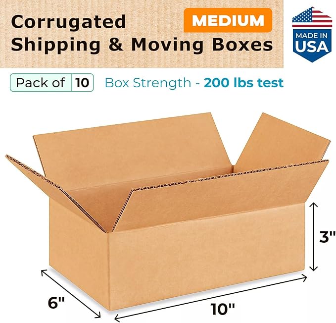 Medium Moving & Shipping Boxes 10x6x3 inches - Image 2