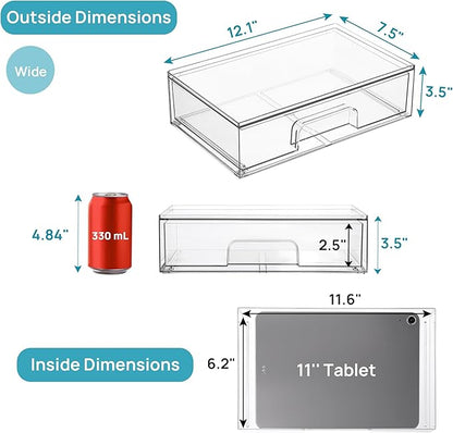 Vtopmart 12.1''W Clear Stackable Storage Drawers, 4 Pack Acrylic Plastic - Image 3