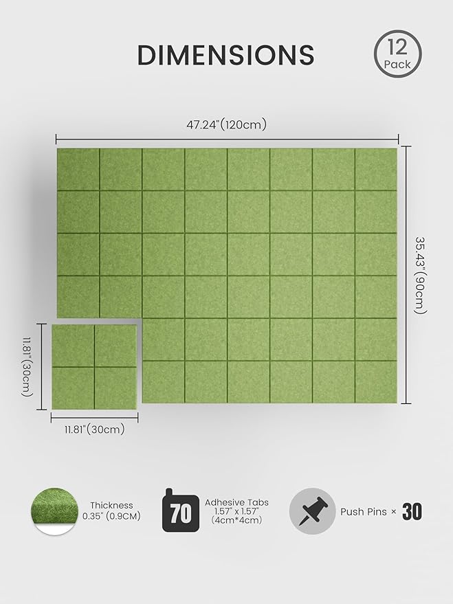 Bumusty Large Cork Board Alternative-47 x35 Felt Bulletin Board Tiles, - Image 2