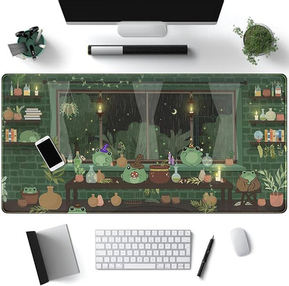 Mechanical Cattle Cute Desk Mat Kawaii Frog Mouse Pad Green Desk Anime Mat by Mechanical+Cattle