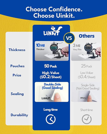 Uinkit 50-Pack Business Card Laminating Pouches, 10Mil Thick Double-Sided Seal - Image 4
