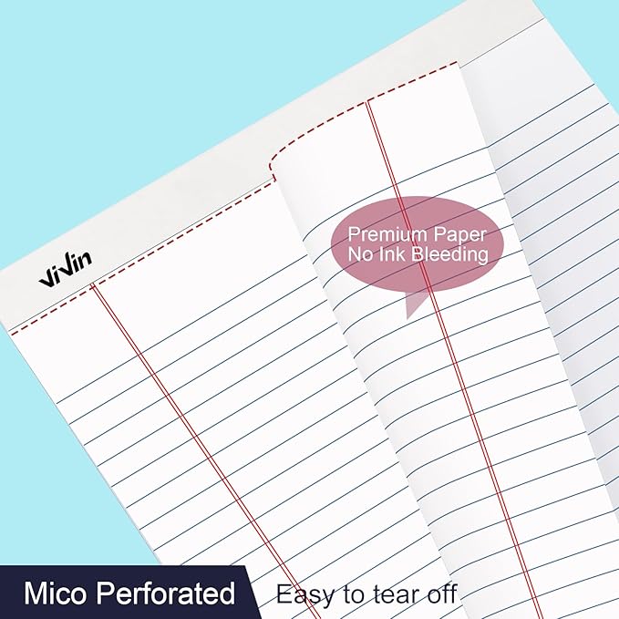 ViVin 5 x 8 Inch Legal Pads, 12 Pack, Narrow Ruled, 50 Sheets Per Writing Pad - Image 4