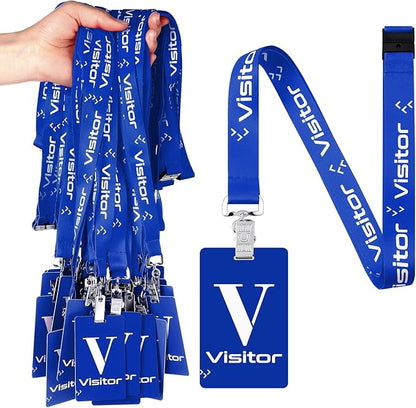 PerKoop 25 Pack Visitor Badge Lanyards Volunteer Badge Holder by PerKoop
