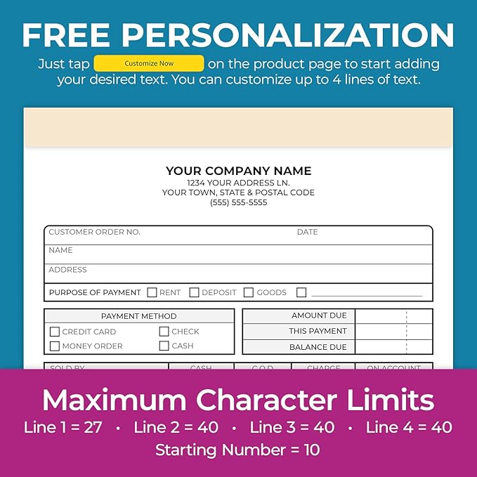 Custom 5.5" x 8.5" Carbonless NCR Books in 2-Part Duplicate Invoices, Work - Image 4