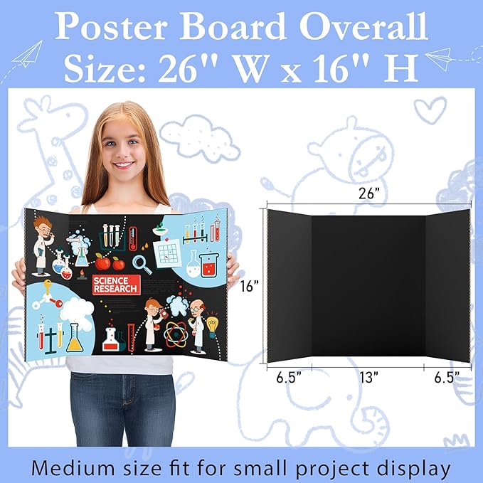 AKONEGE 6Pcs Medium Trifold Poster Board, Presentations, Science Fair, Photo - Image 2