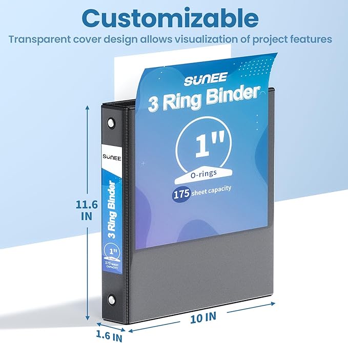 SUNEE 3 Ring Binder 1 Inch 1 Pack - Image 7