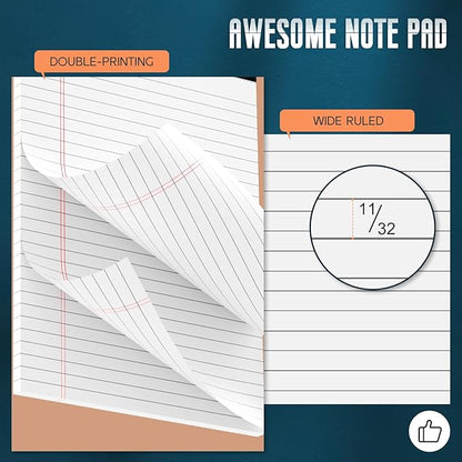 3 Pack White Legal Pads 8.5 x 11 Note Pads, Wide Ruled Notepads, Micro - Image 3