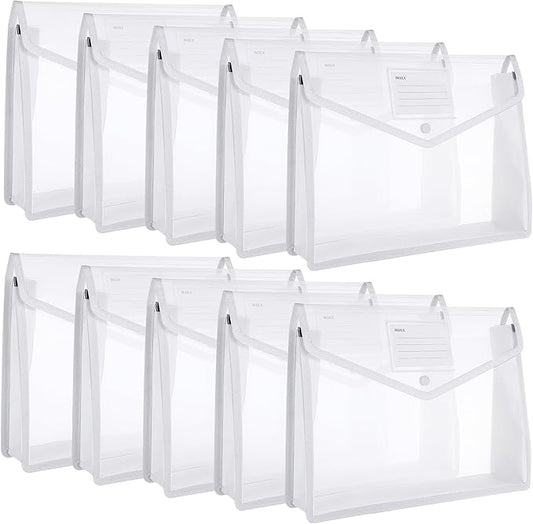 10 Pieces Plastic File Folders Envelope Expanding File Wallet Organizer by Epakh