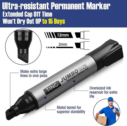 Fuutreo 10 Pack Jumbo Permanent Markers Bulk Large Chisel Tip Permanent Markers - Image 4