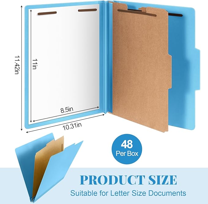 Skyygemm 48 Pcs Classification Folders Letter Size, 1 Divider Pressboard File - Image 2
