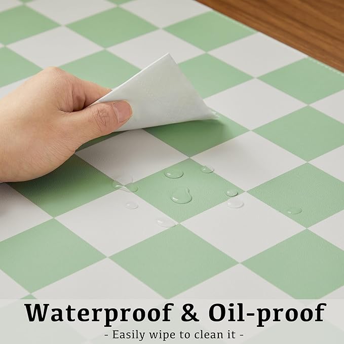 Ohocut Checkered Desk Mat, Large Cute Aesthetic Retro PU Leather Computer - Image 6